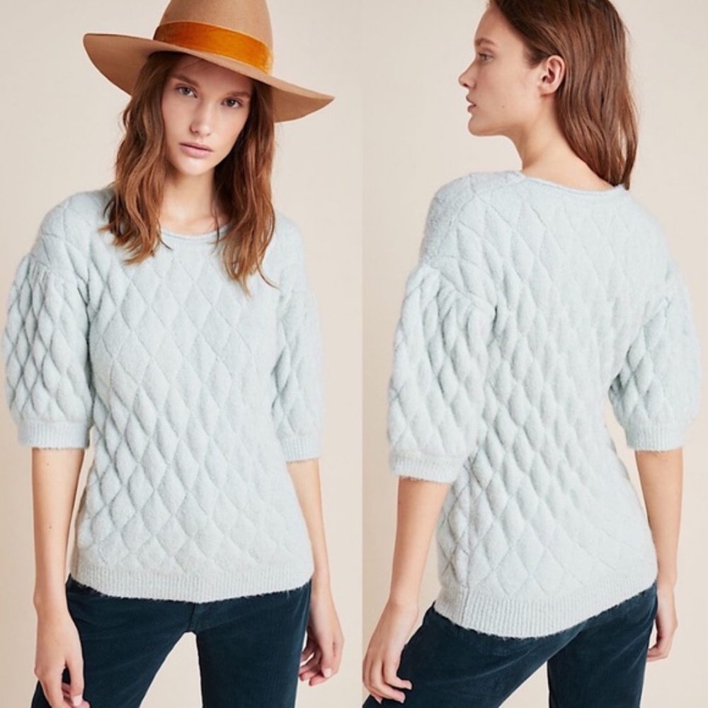 Anthropologie Bonnie Quilted Eyelash Sweater New